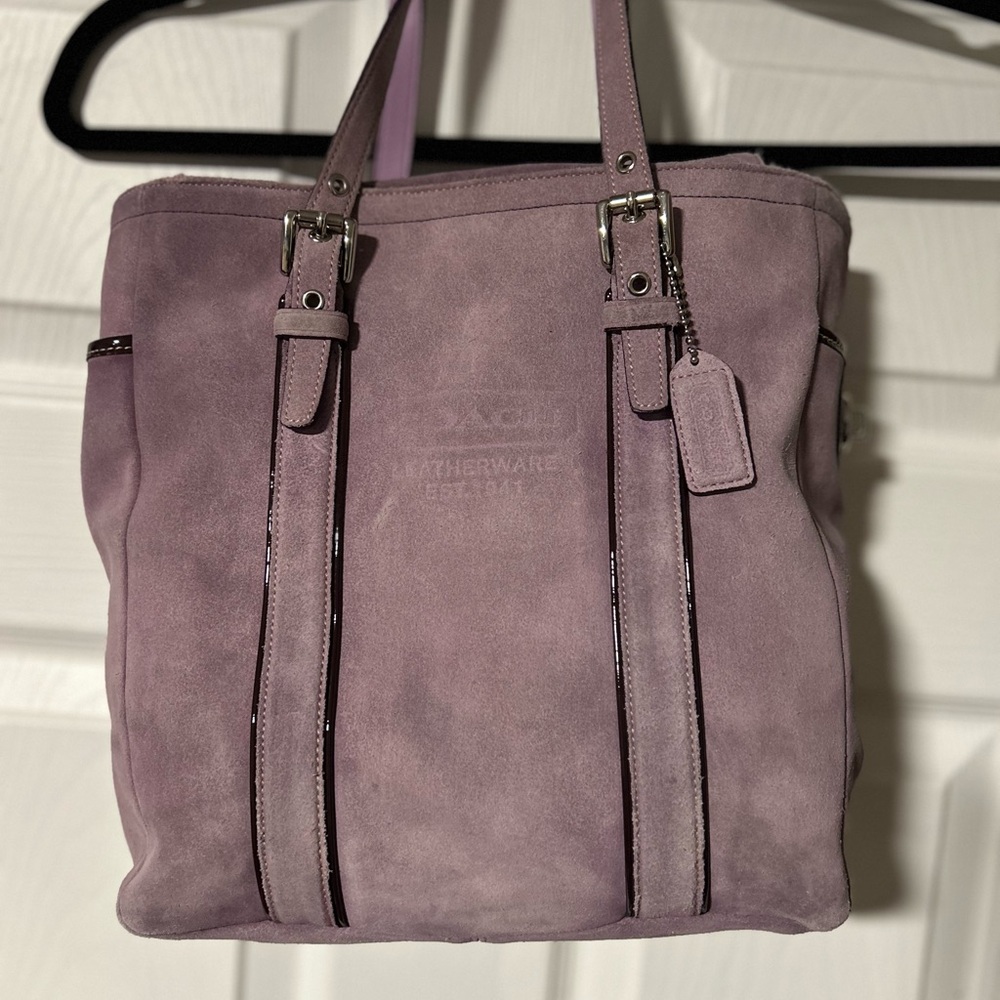 Vintage Coach Lavender Suede Tote Bag